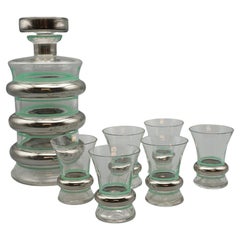 Art Deco Silver Plate and Glass Decanter Set Art Deco Silver Plate and Glass Decanter Set