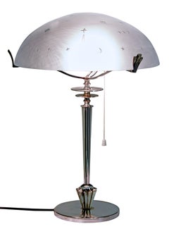 Art Deco-Lampe aus Silberblech und Sternglas von Elis Bergh