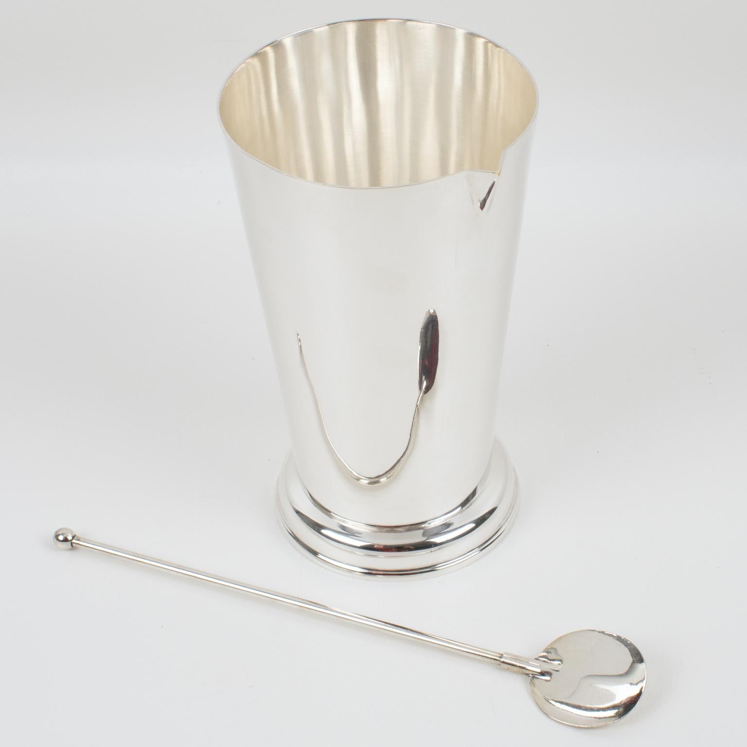 French Art Deco Silver Plate Barware Cocktail Martini Pitcher by Produx Paris