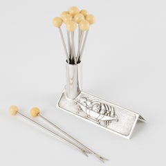 Art Deco Silver Plate Barware Cocktail Picks, France circa 1930