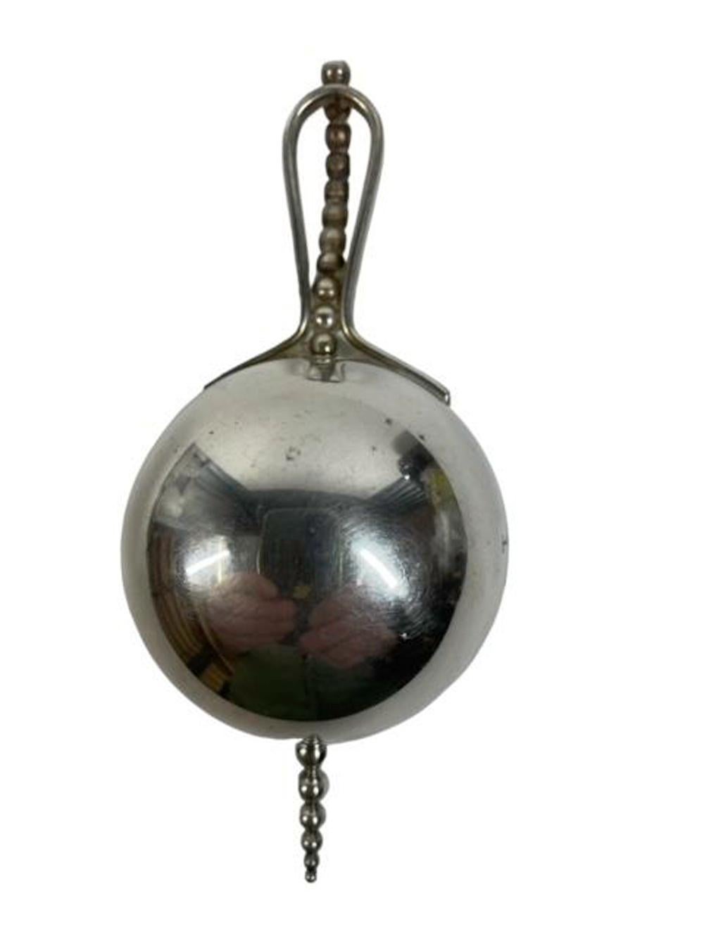 Art Deco spirit measure / jigger. Bottom up / roll over type of hemispheric form made to rest on top of your glass or shaker then roll to empty contents.