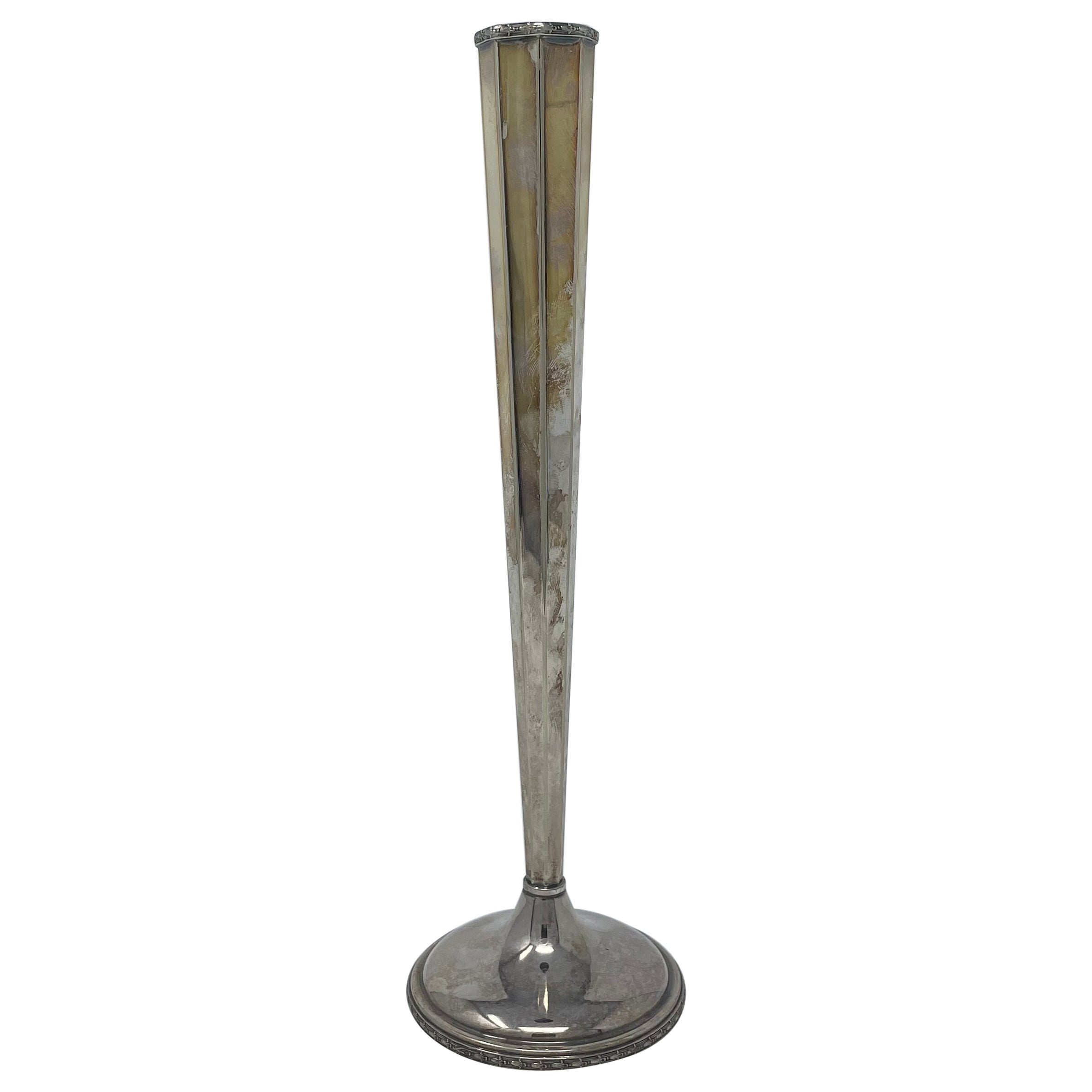 Art Deco Silver Plate Bud Vase, circa 1950