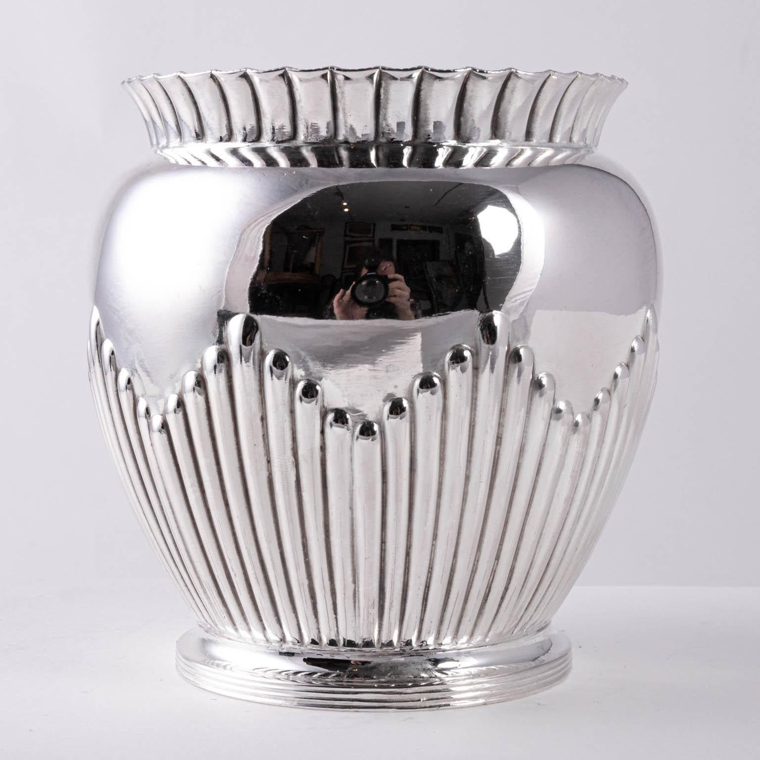 Art Deco Silver Plate Cache Pot In Good Condition In Stamford, CT