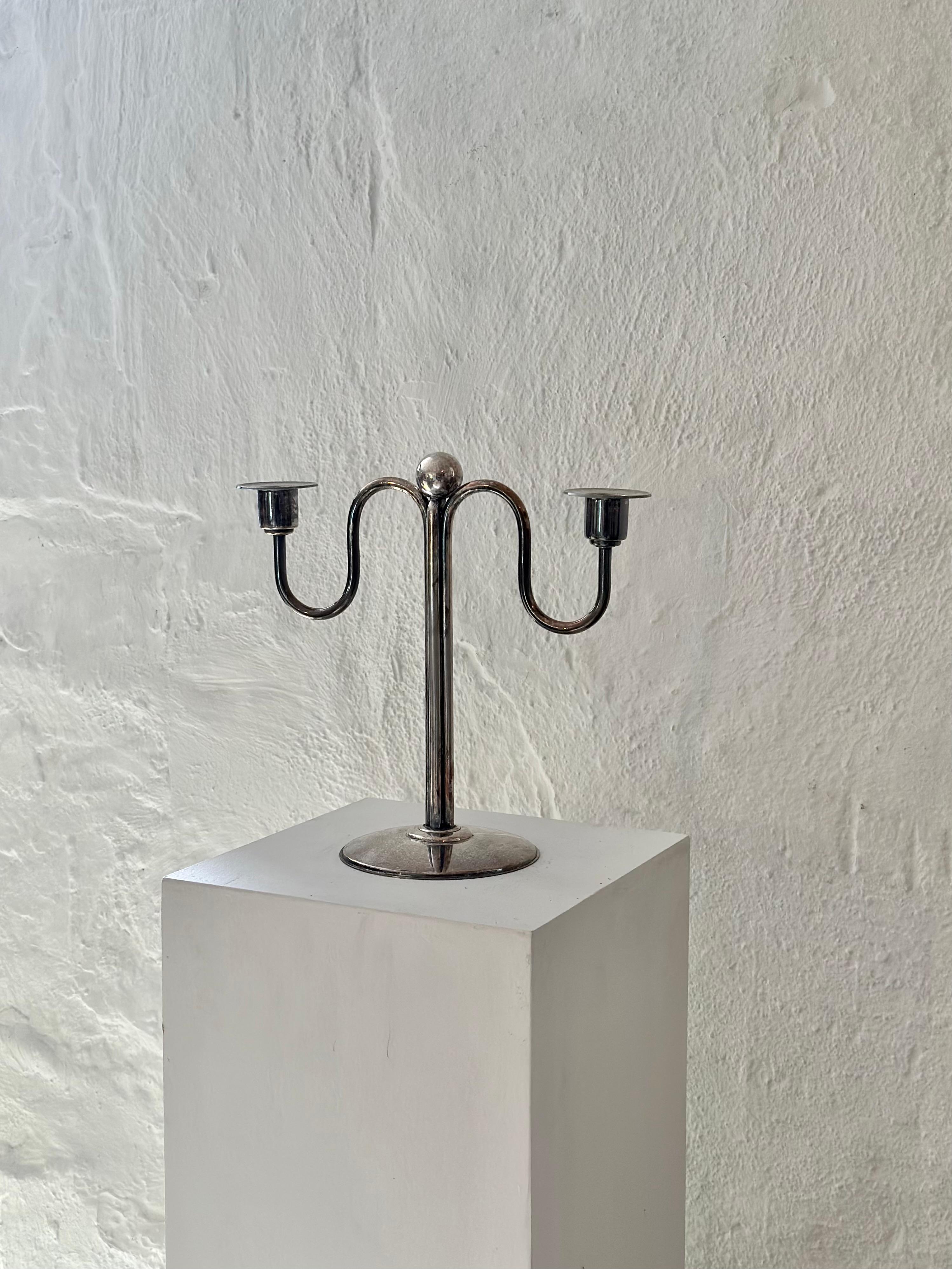 Art Deco Silver-Plate Candelabra by F.W. Quist, Württemberg, Germany, 1930s 5