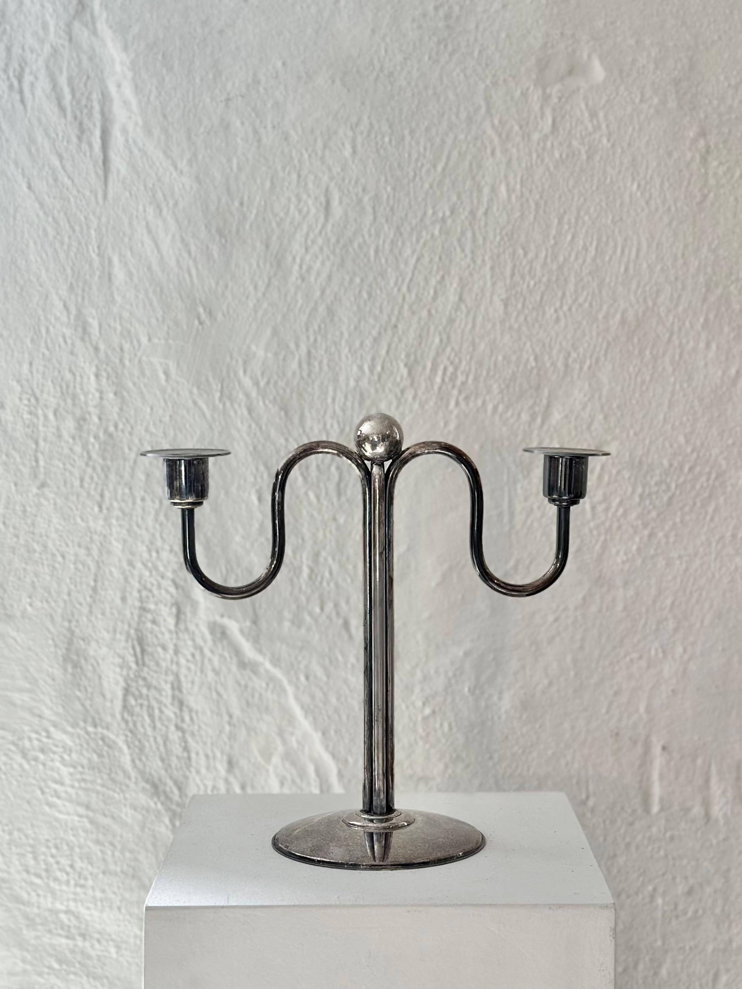 Plated Art Deco Silver-Plate Candelabra by F.W. Quist, Württemberg, Germany, 1930s