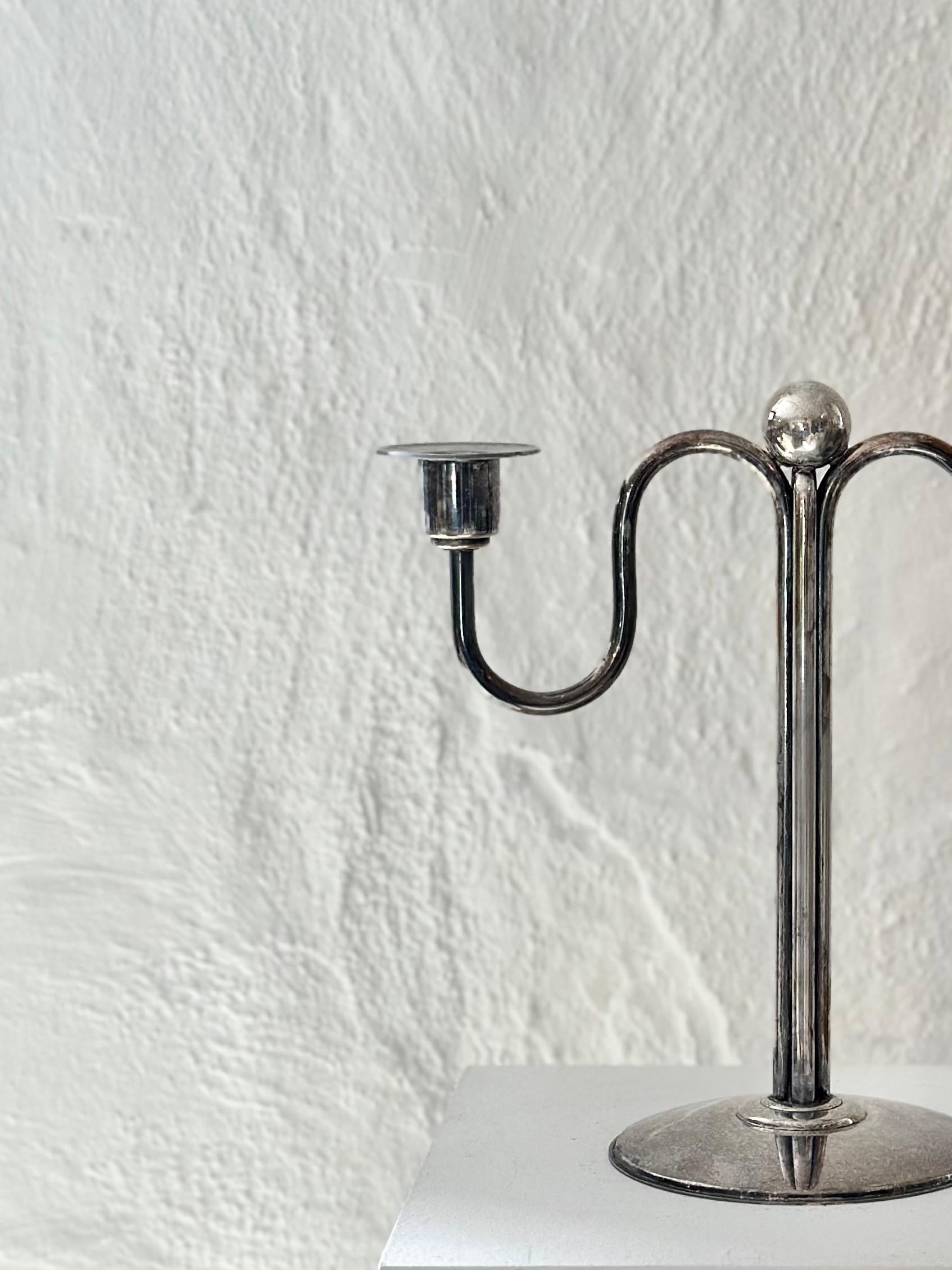 Art Deco Silver-Plate Candelabra by F.W. Quist, Württemberg, Germany, 1930s In Good Condition In Bromma, Stockholms län