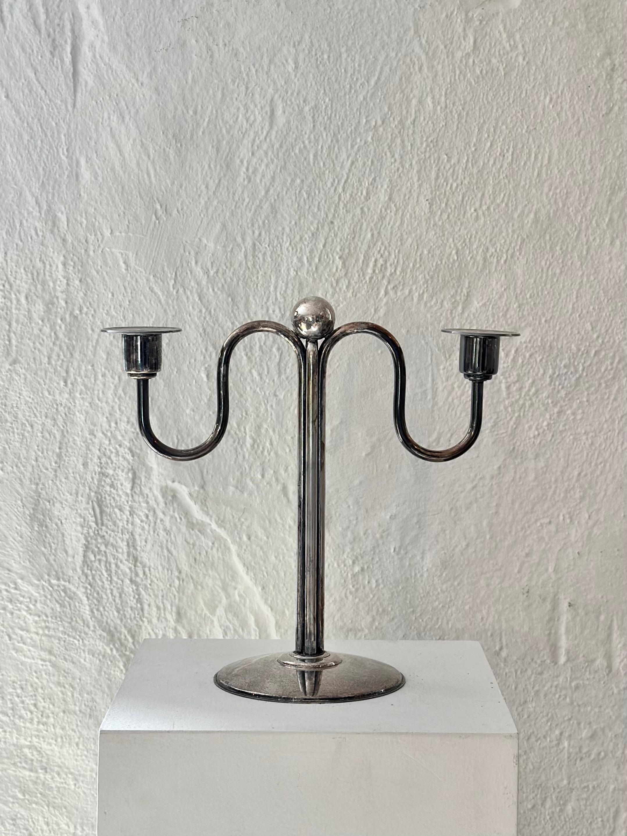 Silver Plate Art Deco Silver-Plate Candelabra by F.W. Quist, Württemberg, Germany, 1930s