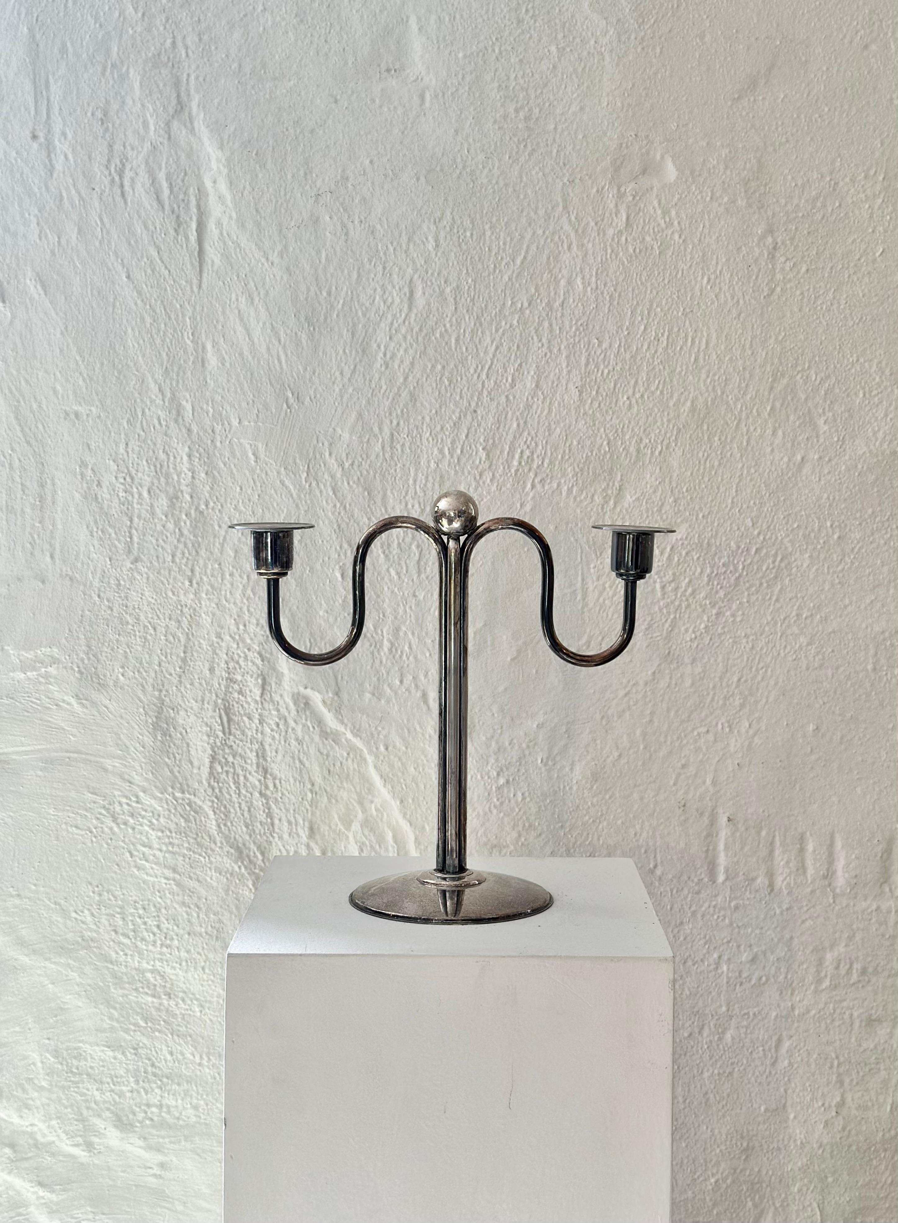 Art Deco Silver-Plate Candelabra by F.W. Quist, Württemberg, Germany, 1930s 1