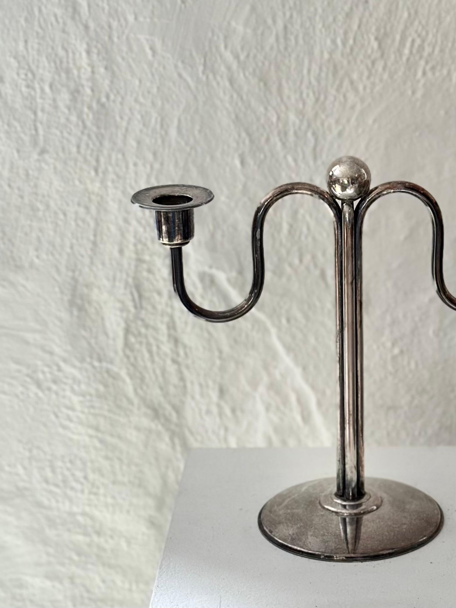 Art Deco Silver-Plate Candelabra by F.W. Quist, Württemberg, Germany, 1930s 2