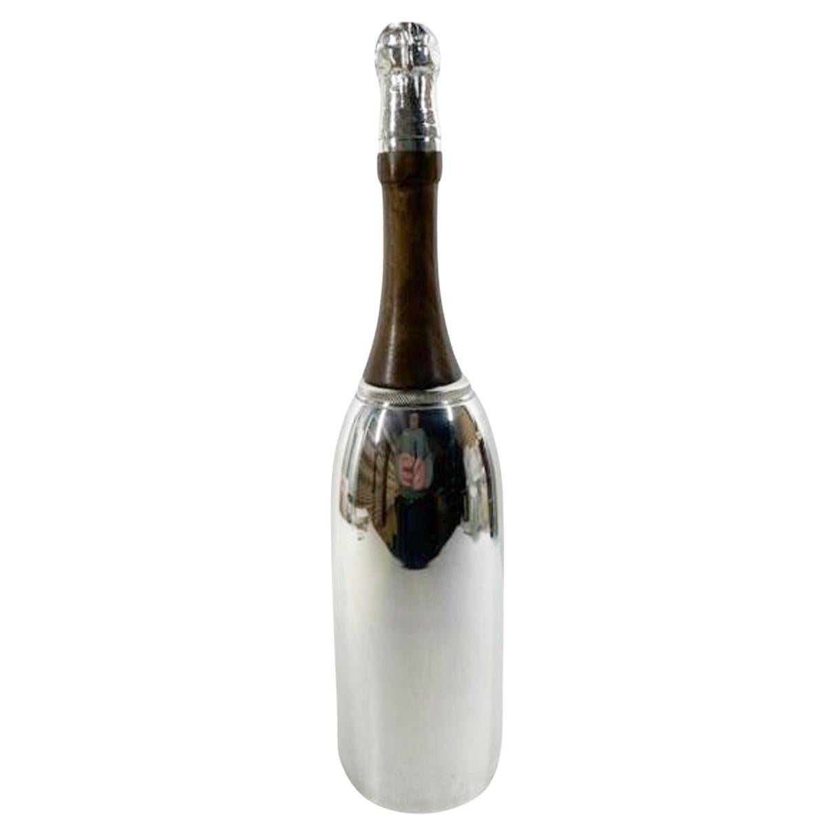 Art Deco Silver Plate Champagne Bottle Cocktail Shaker by James Deakin & Sons For Sale