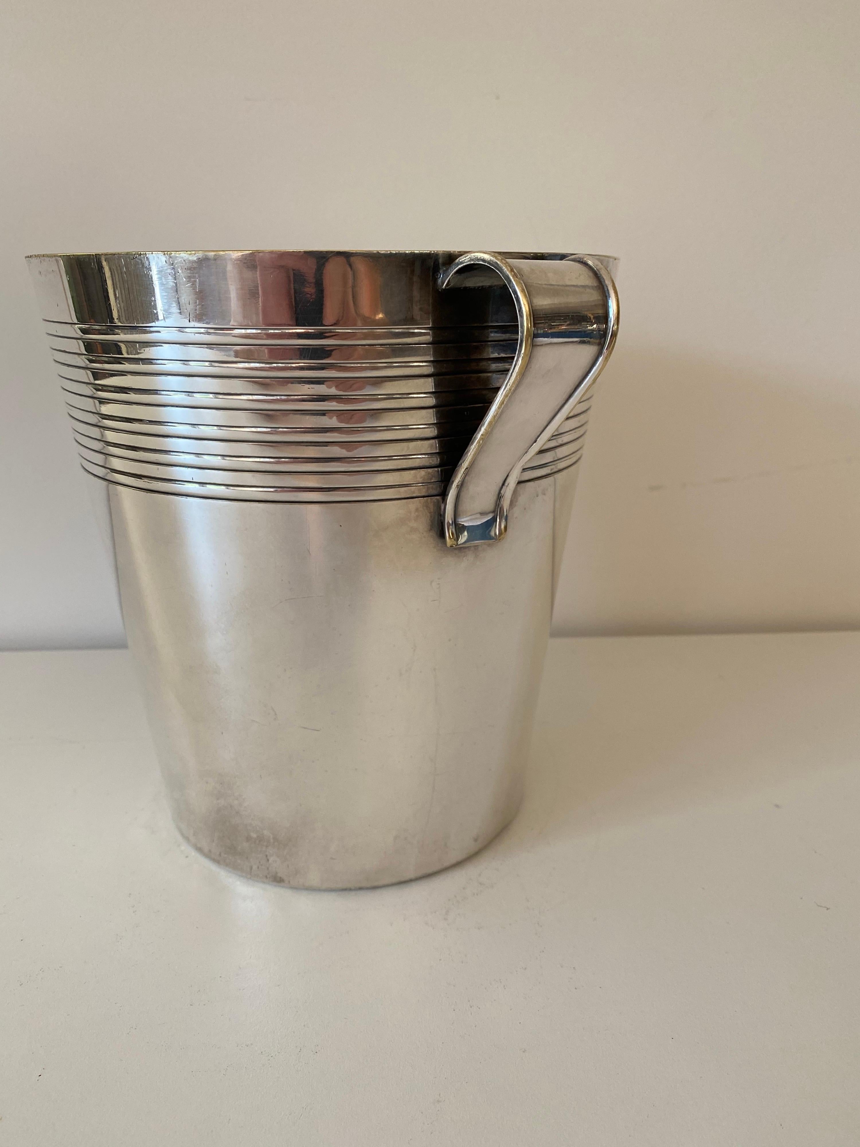 French Art Deco Silver Plate Champagne Bucket by E. Potfer