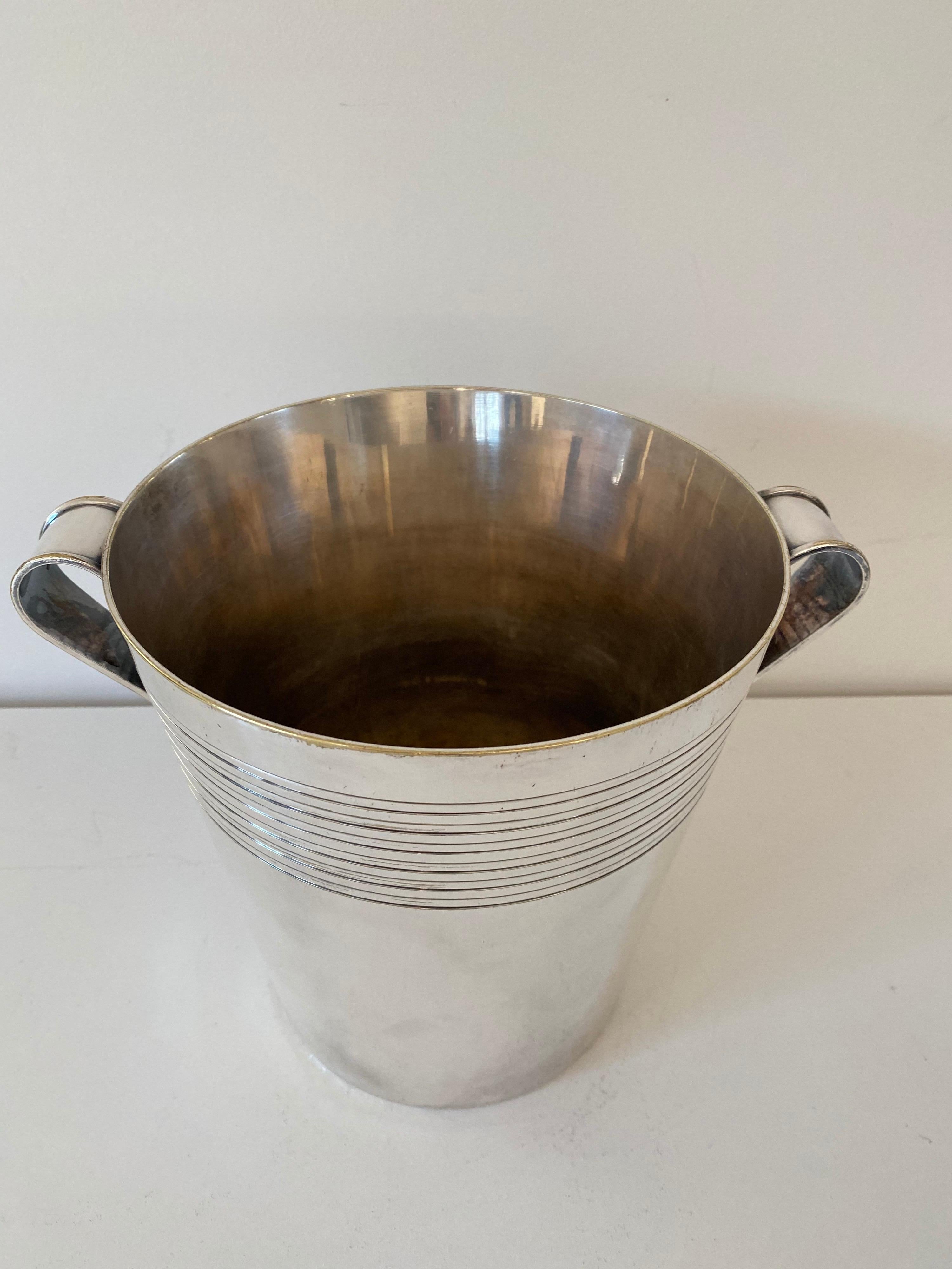 Mid-20th Century Art Deco Silver Plate Champagne Bucket by E. Potfer