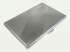 Art Deco Silver Plate Cigarette Case - Monogrammed - Unsigned - Circa 1930's