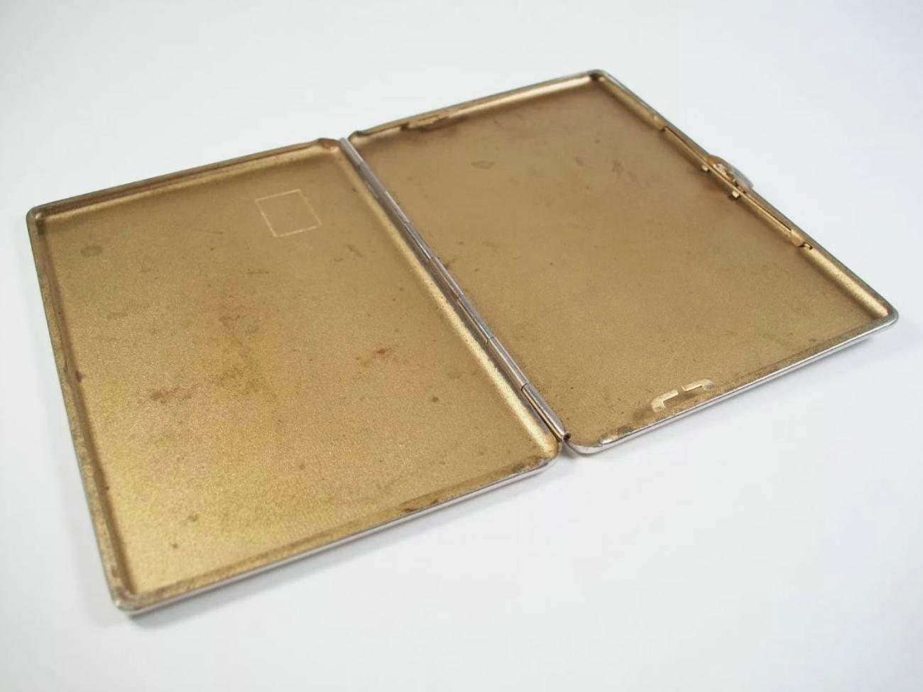 Art Deco Silver Plate Cigarette Case - Monogrammed - Unsigned - Circa 1930's For Sale 2