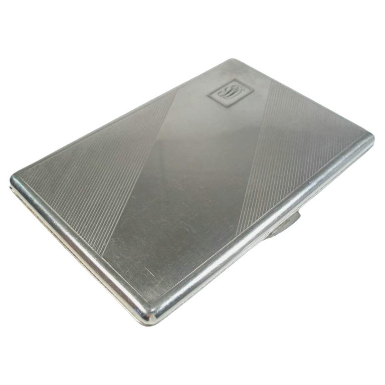 Art Deco Silver Plate Cigarette Case - Monogrammed - Unsigned