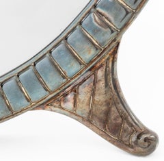 Specchio circolare da cavalletto in stile Art Deco Silver