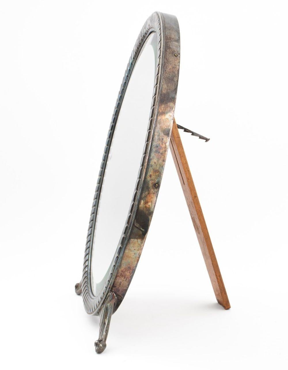Art Deco Silver Plate Circular Easel Mirror In Good Condition For Sale In Astoria, NY