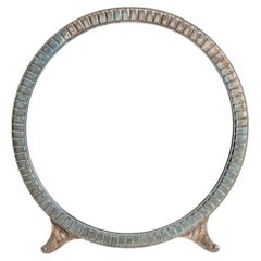 Art Deco Espejo de caballete circular plateado