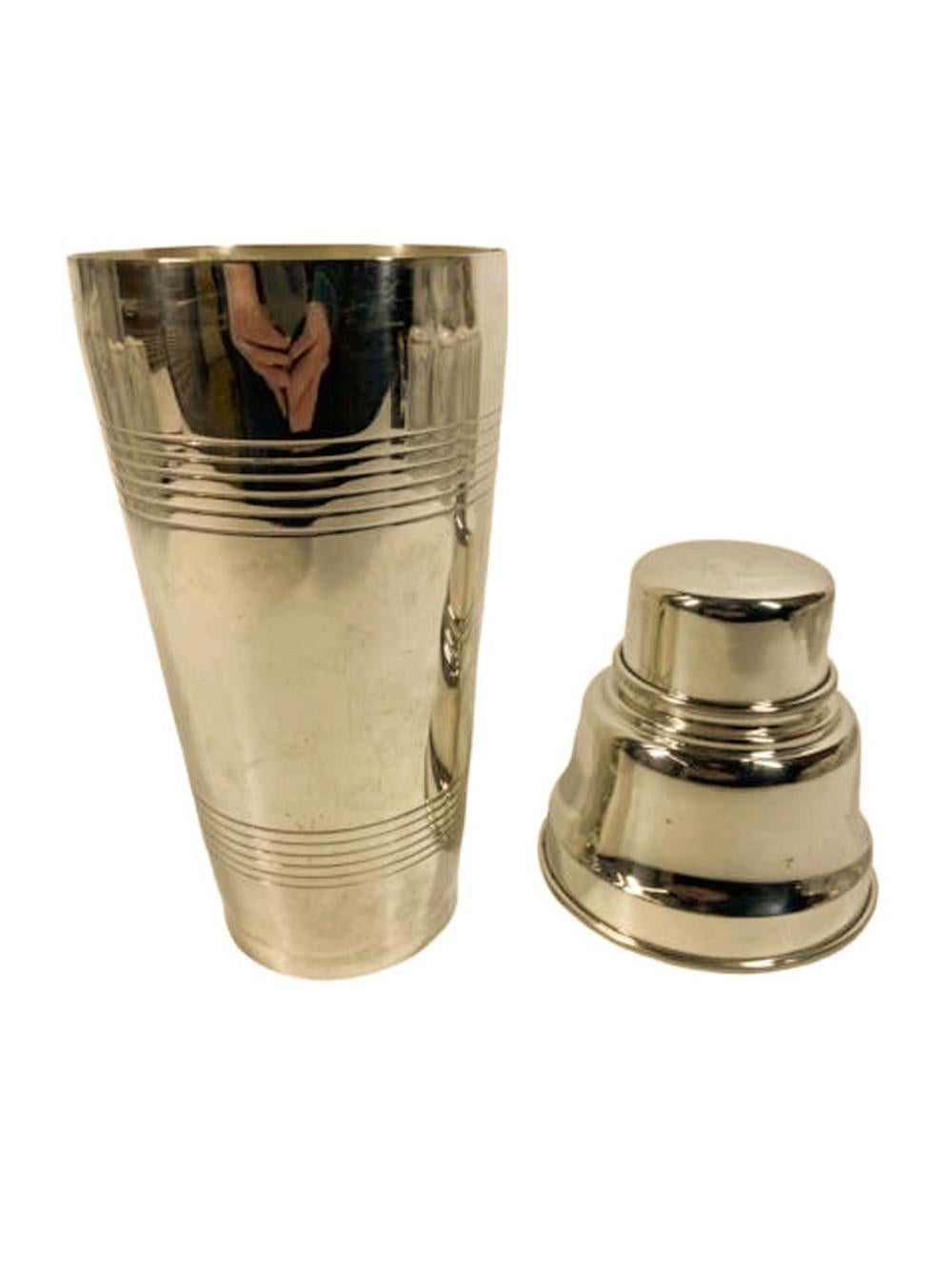 English Art Deco Silver Plate Cobbler Type Cocktail Shaker Made by Gaskell & Chambers For Sale