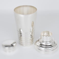 Art Deco Silver Plate Cocktail Martini Shaker, France circa 1940