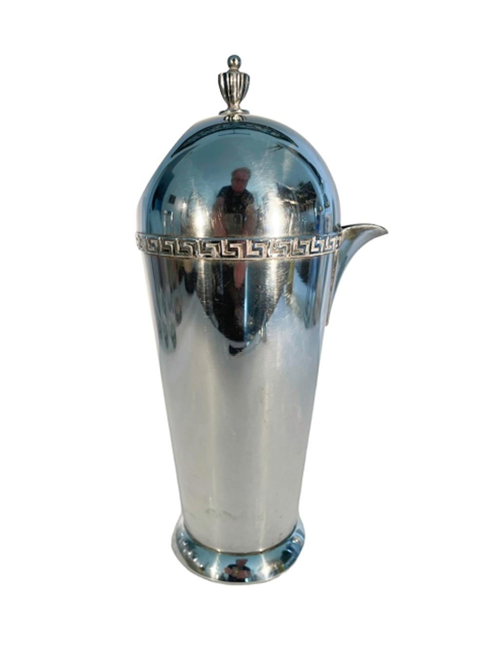 American Art Deco Silver Plate Cocktail Pitcher and Stir Spoon by Wm. A. Rogers