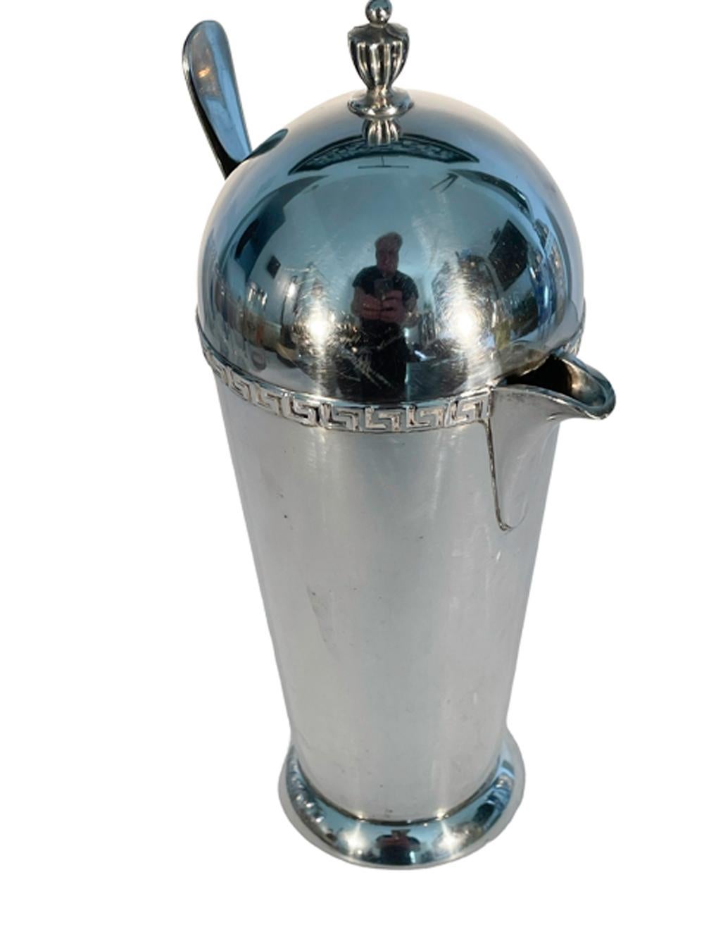 Art Deco Silver Plate Cocktail Pitcher and Stir Spoon by Wm. A. Rogers In Good Condition In Nantucket, MA
