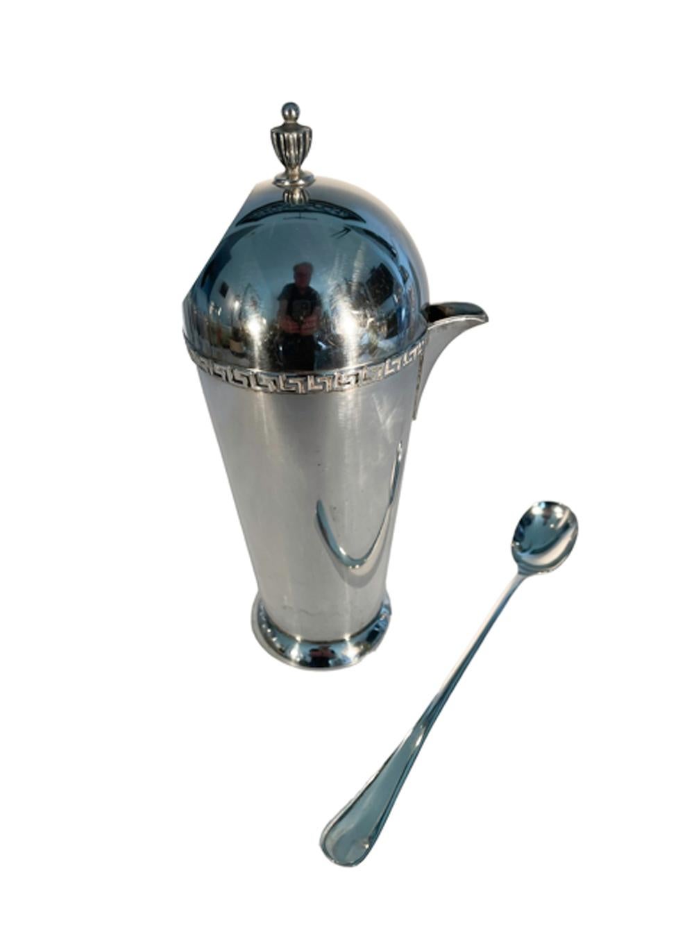 Art Deco Silver Plate Cocktail Pitcher and Stir Spoon by Wm. A. Rogers 1