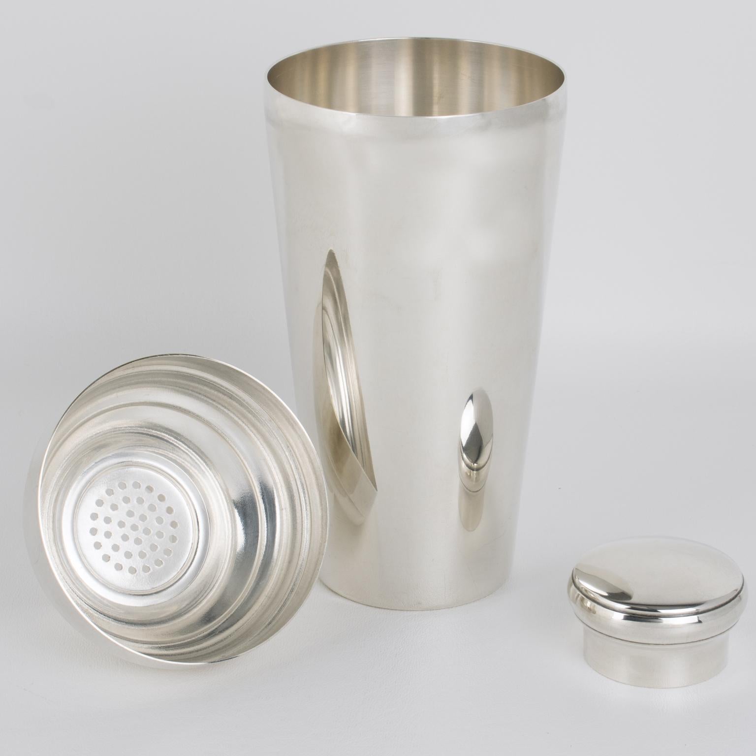 Coctelera Art Decó de chapa de plata de Biais-Noirot París, años 40 Francés en venta