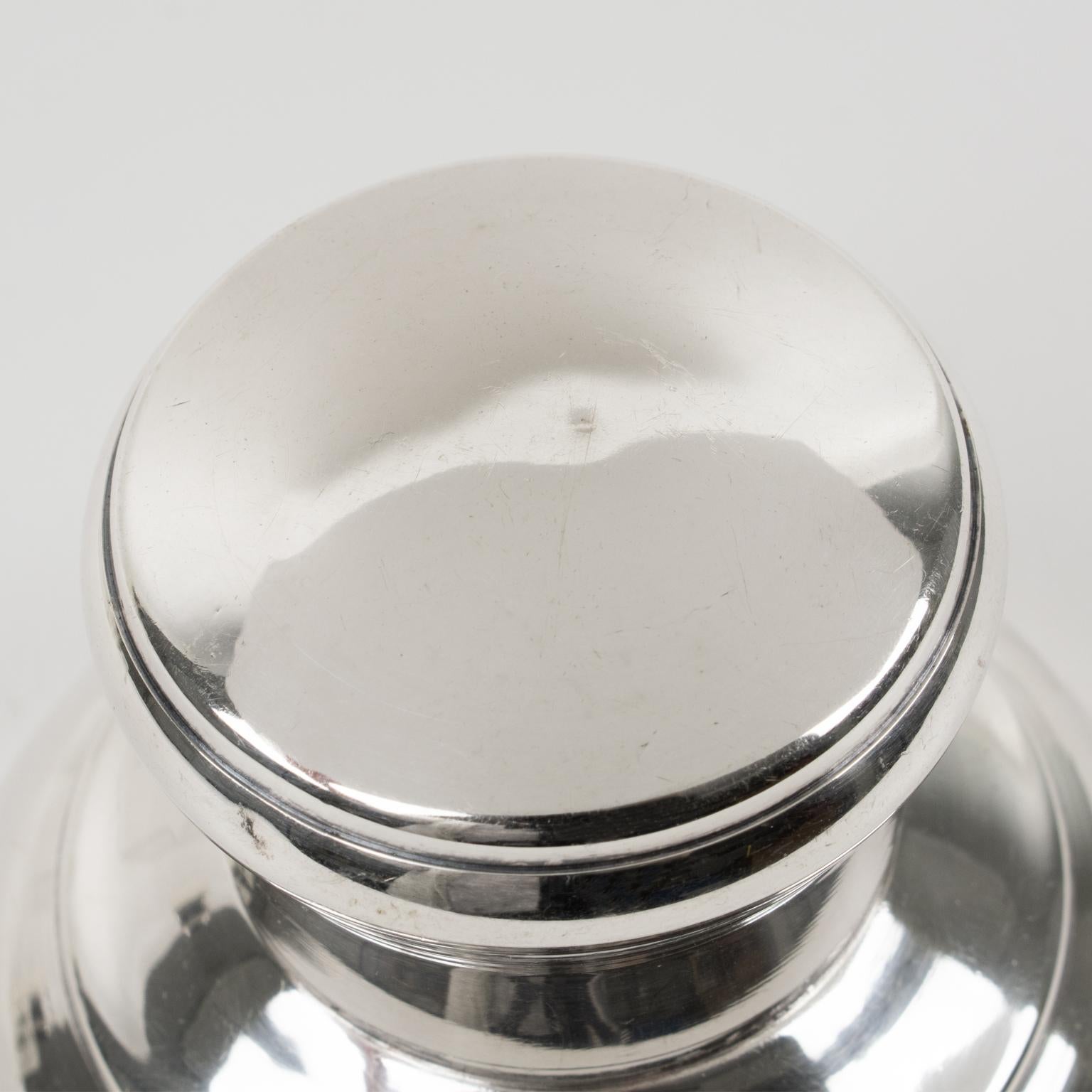 Metal Art Deco Silver Plate Cocktail Shaker by Capargent France