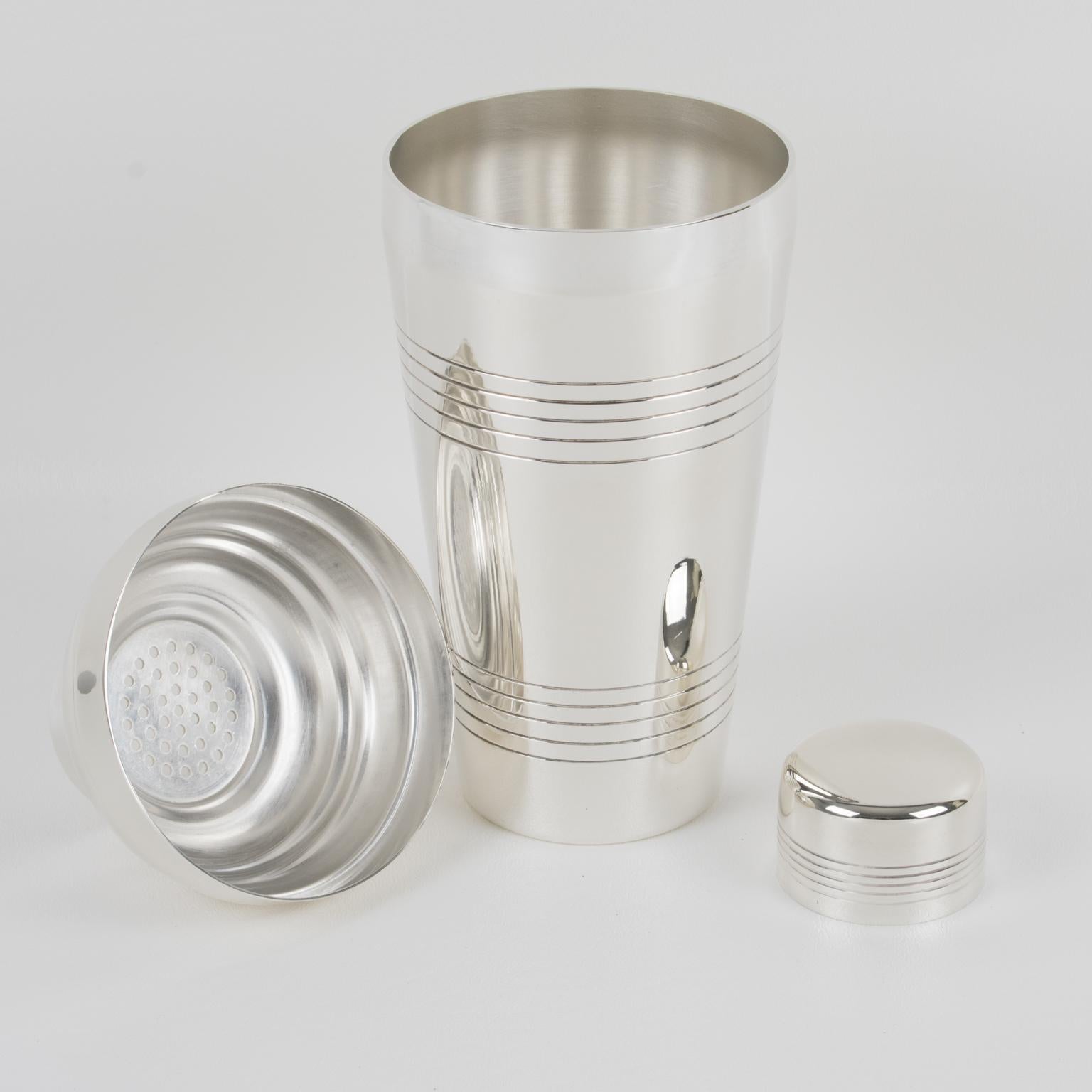 French Art Deco Silver Plate Cocktail Shaker by Gelb France