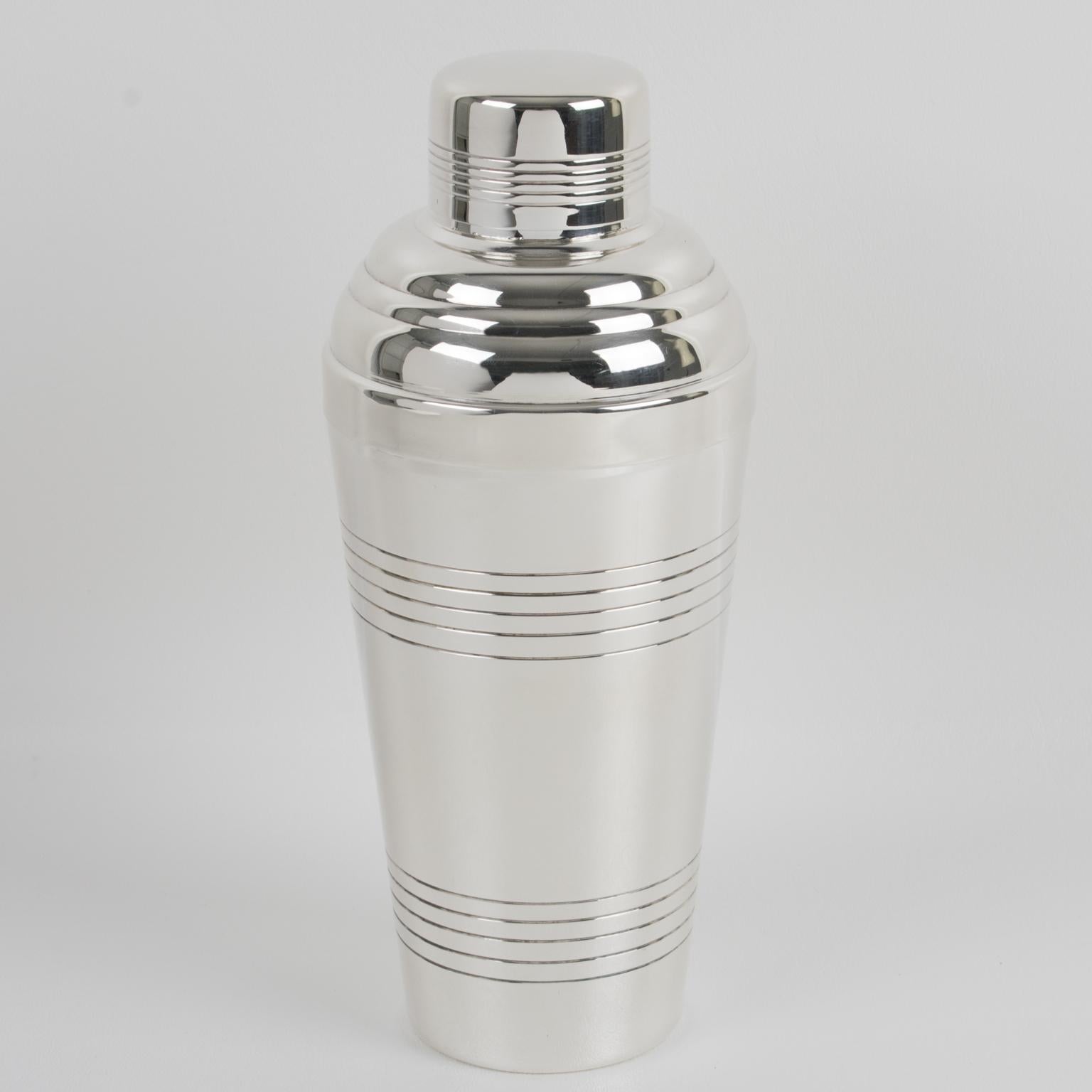 Art Deco Silver Plate Cocktail Shaker by Gelb France In Excellent Condition In Atlanta, GA