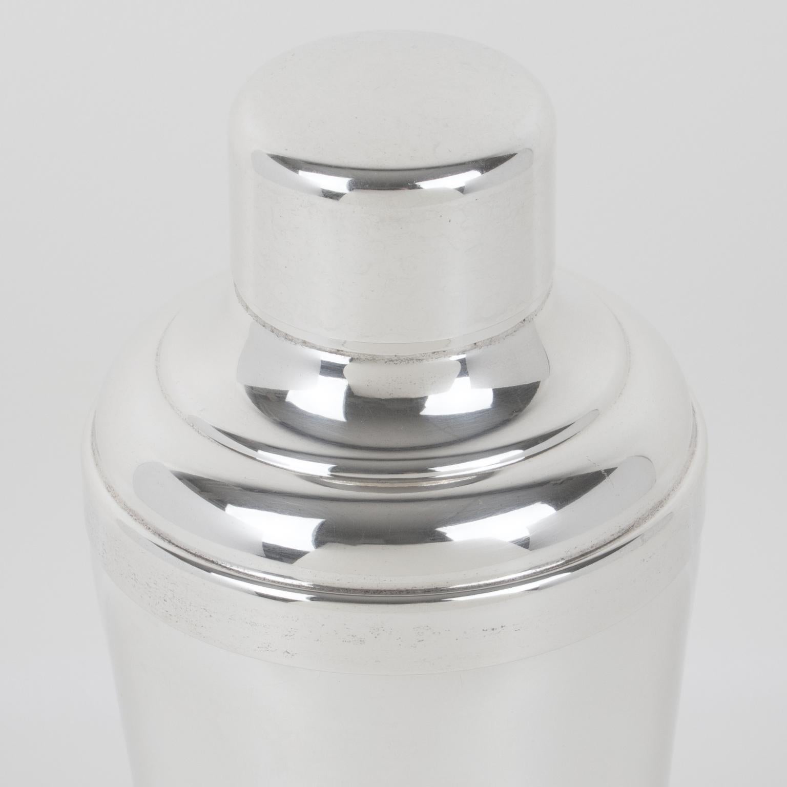 Metal Art Deco Silver Plate Cocktail Shaker by Gelb France, in Box For Sale