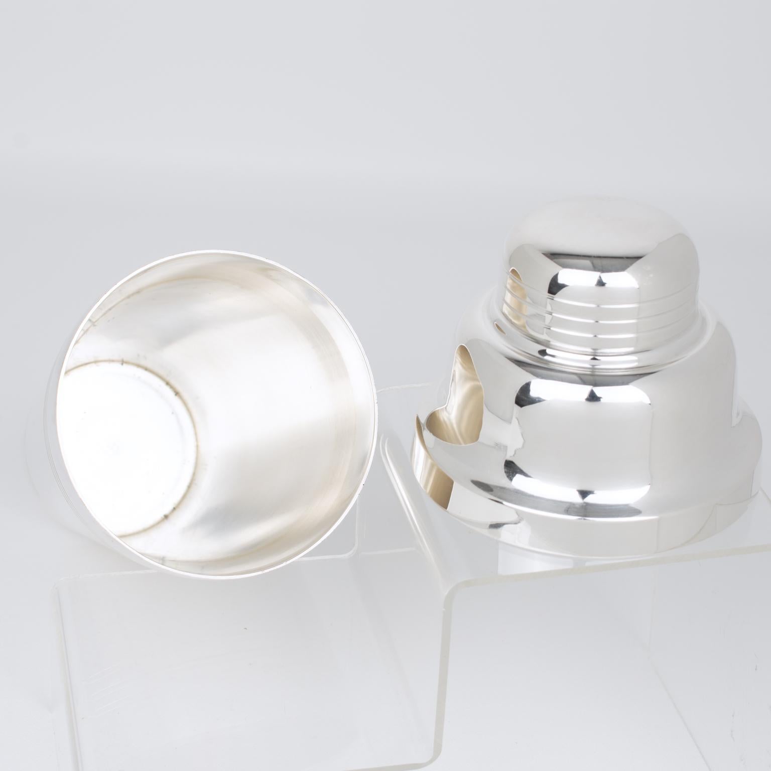 Coctelera Art Decó de chapa de plata de Roux-Marquiand París, años 40 mediados del siglo XX en venta