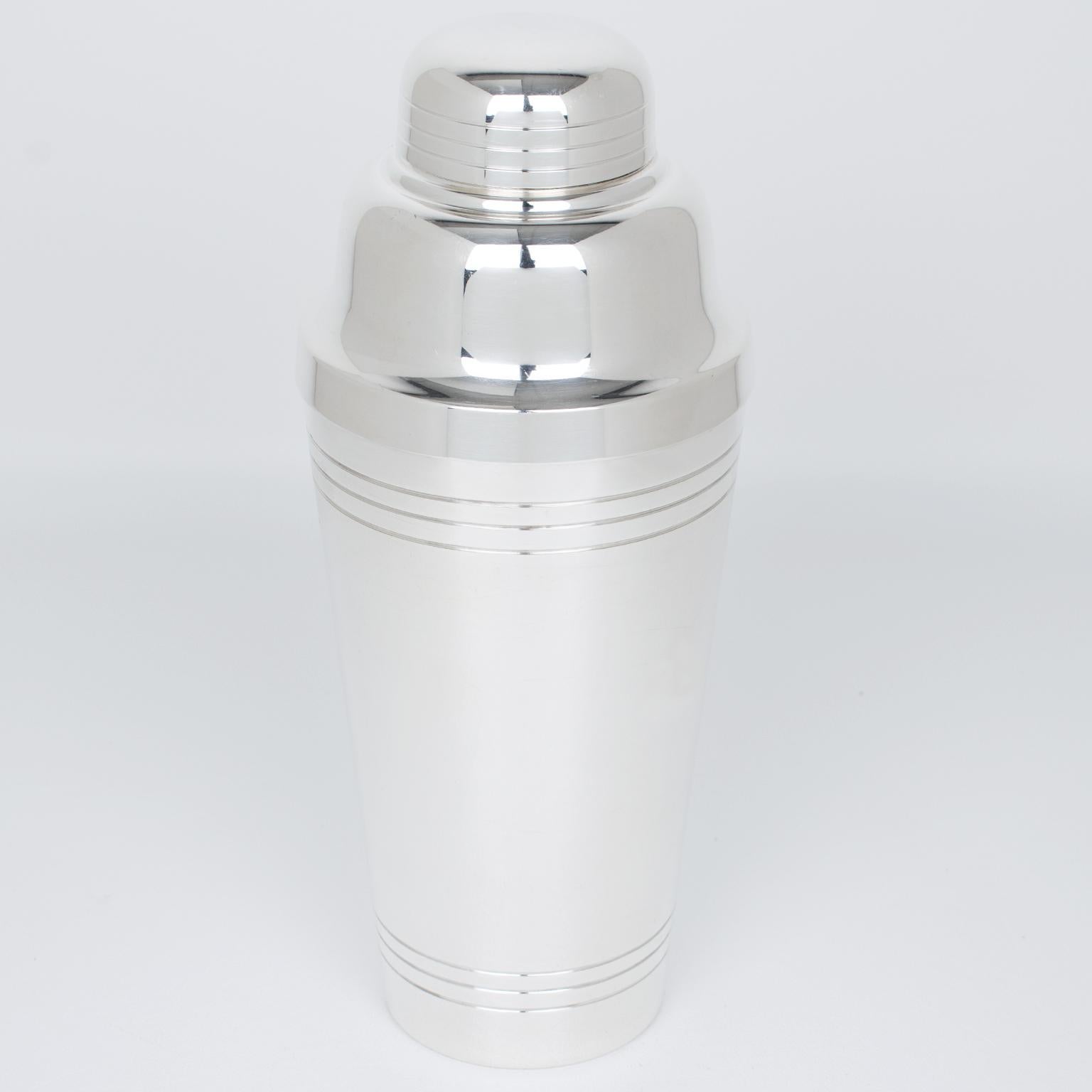 Art Deco Silver Plate Cocktail Shaker by Roux-Marquiand Paris, 1940s For Sale 1