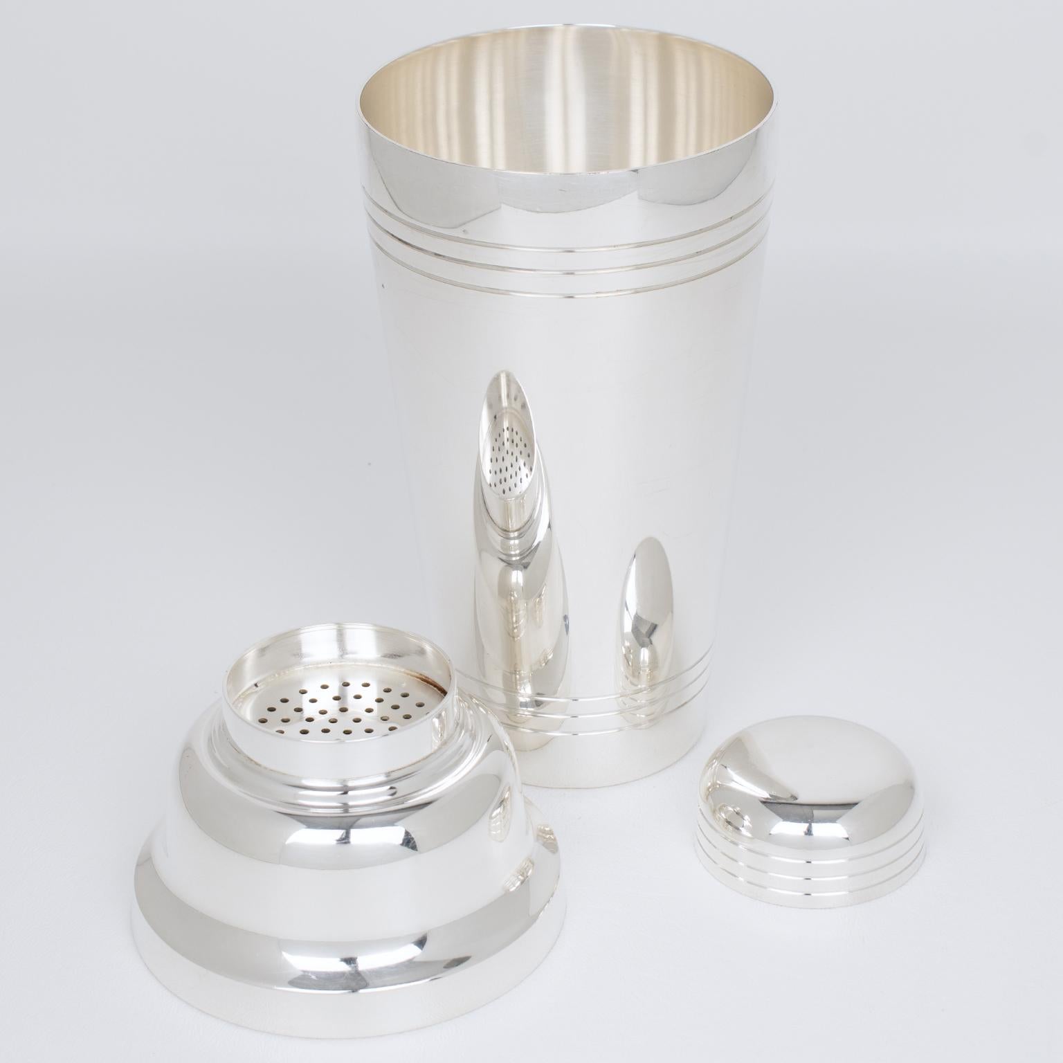 Coctelera Art Decó de chapa de plata de Roux-Marquiand París, años 40 en venta 2