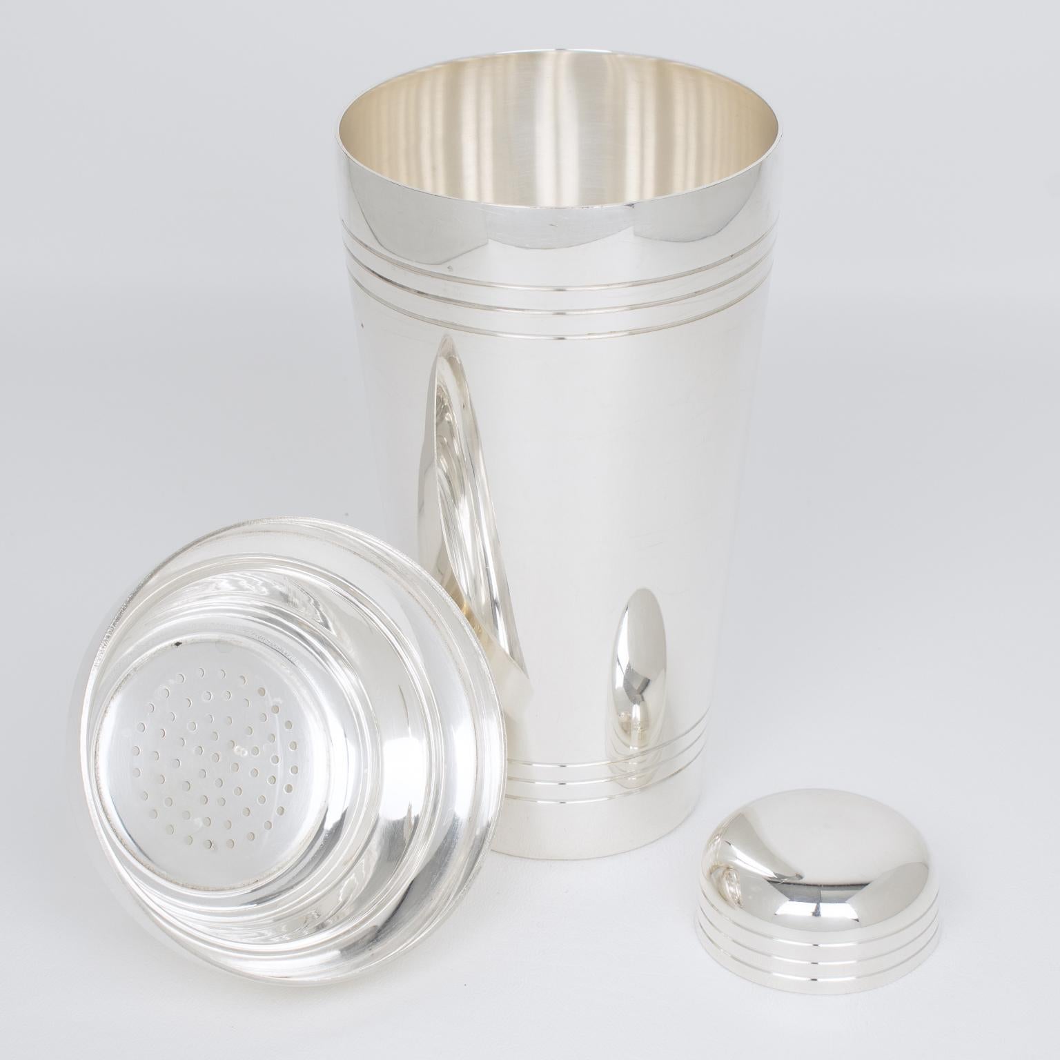 Coctelera Art Decó de chapa de plata de Roux-Marquiand París, años 40 en venta 3