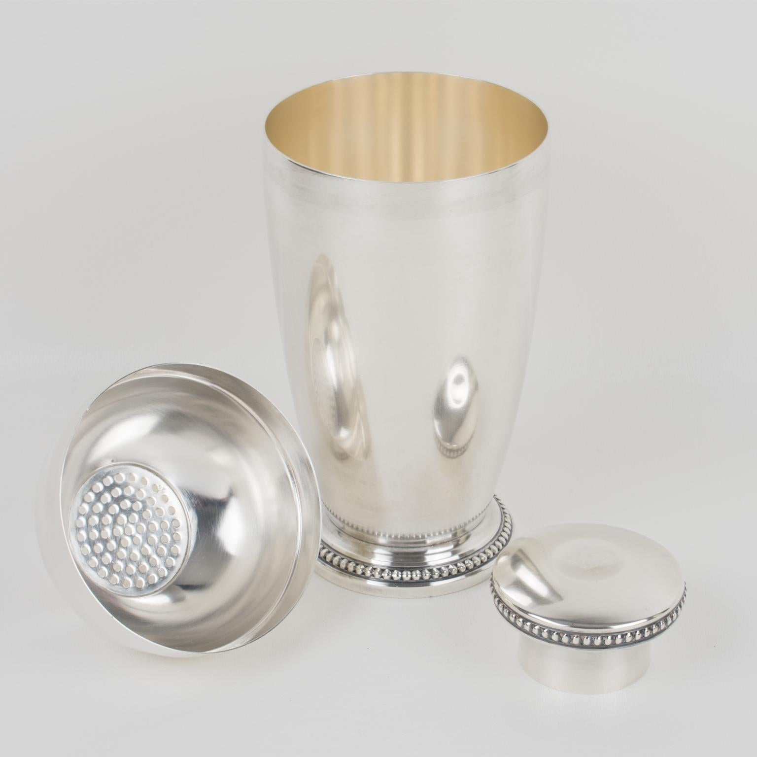 French Art Deco Silver Plate Cocktail Shaker by Saint Medard France