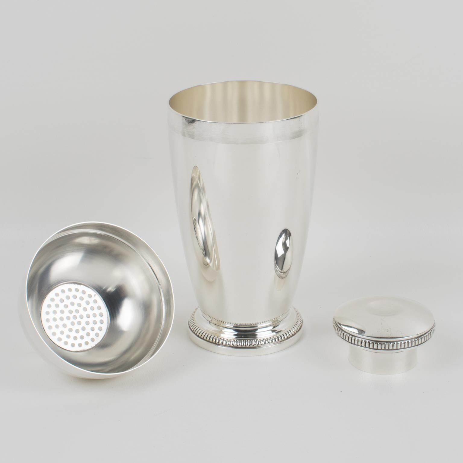 French Art Deco Silver Plate Cocktail Shaker by Saint Medard France