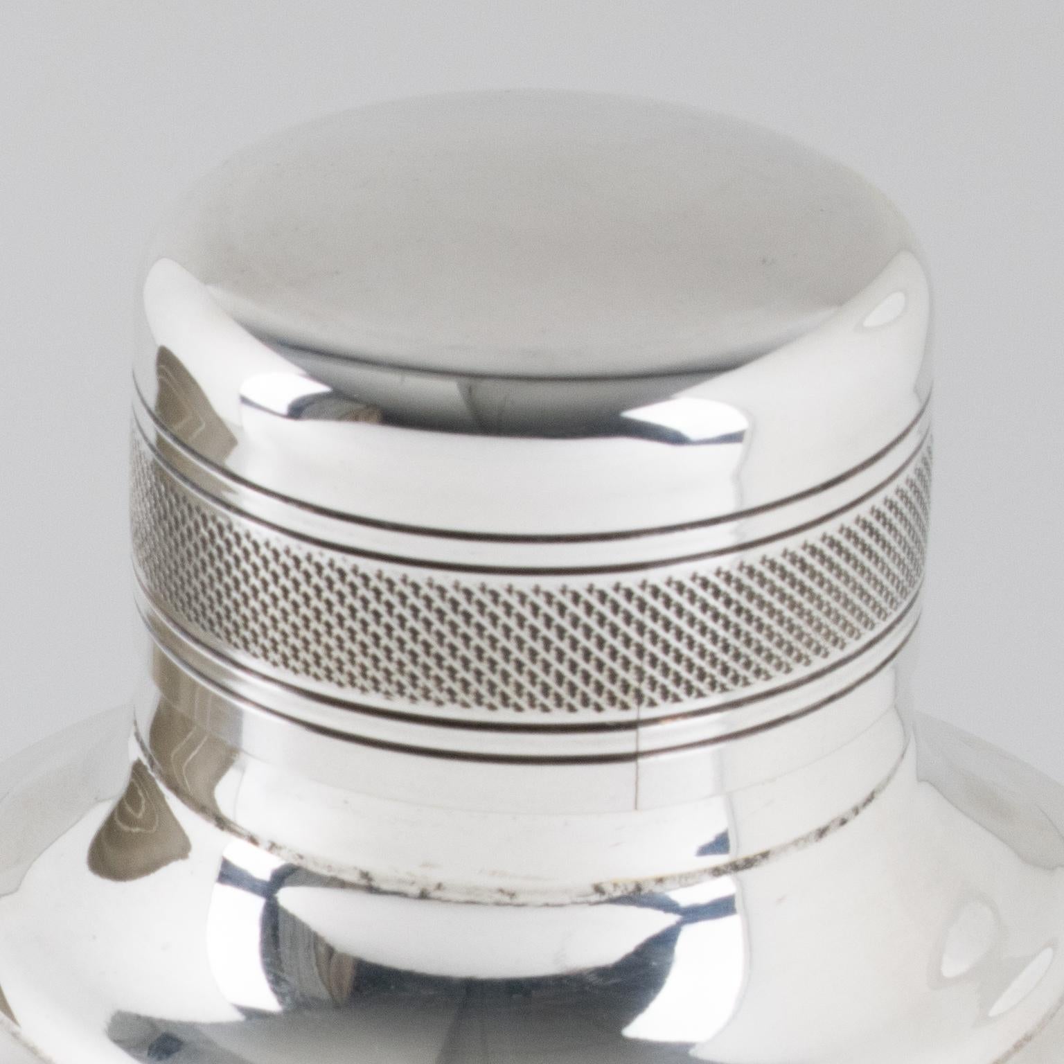 Metal Art Deco Silver Plate Cocktail Shaker by Silversmith Gelb Paris For Sale