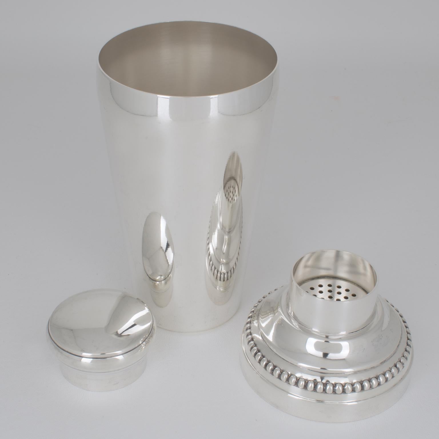 Coctelera Art Decó de plata plateada del platero Louis Pechard, años 40 Francés en venta