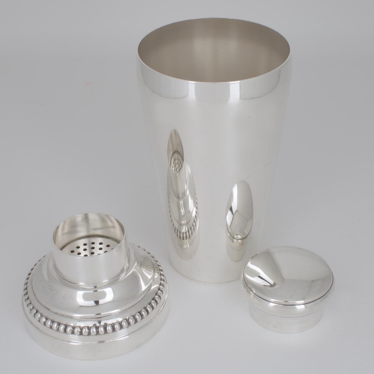 Coctelera Art Decó de plata plateada del platero Louis Pechard, años 40 en Bueno estado para la venta en Atlanta, GA