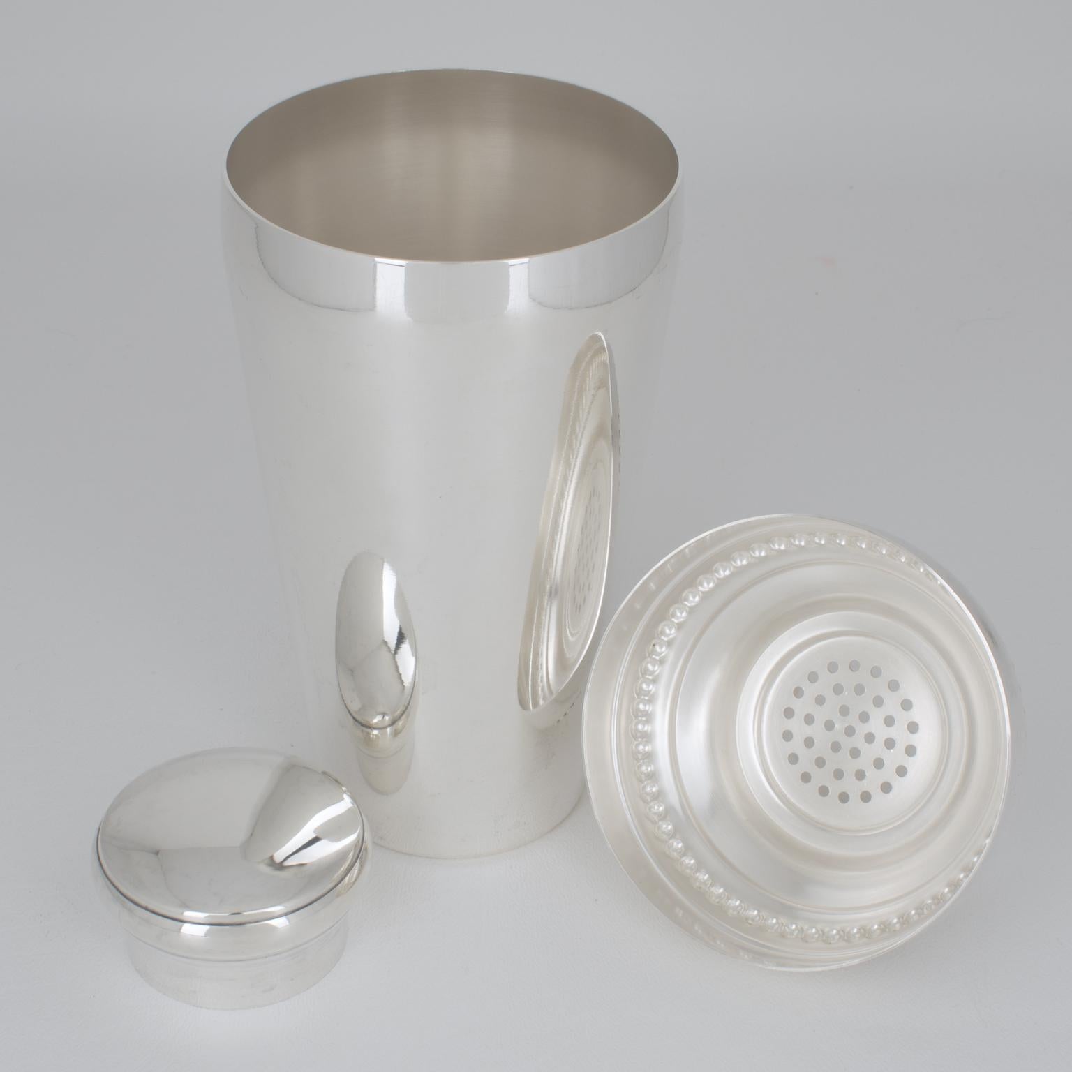 Coctelera Art Decó de plata plateada del platero Louis Pechard, años 40 mediados del siglo XX en venta