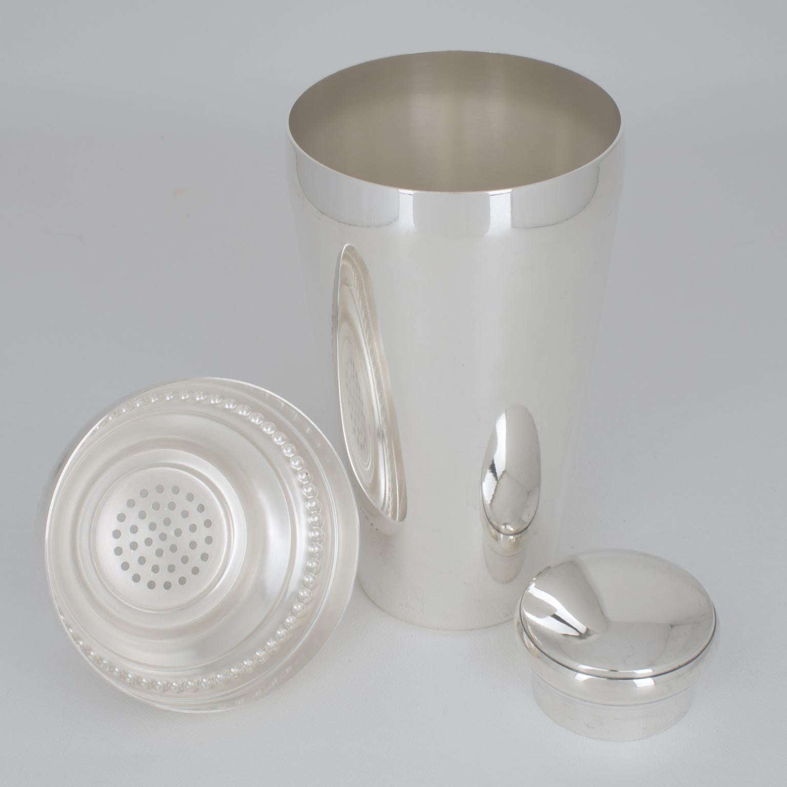 Coctelera Art Decó de plata plateada del platero Louis Pechard, años 40 Metal en venta