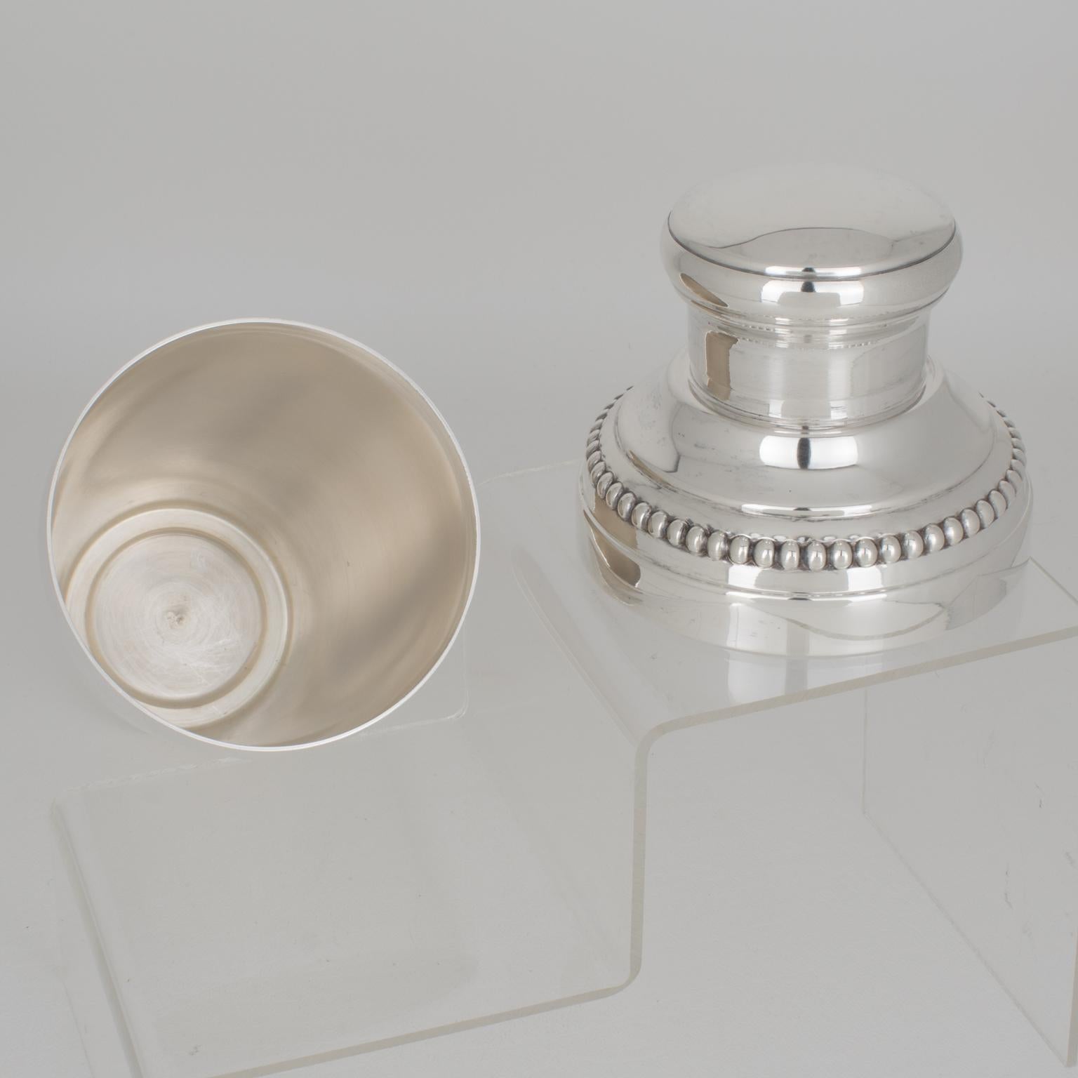 Coctelera Art Decó de plata plateada del platero Louis Pechard, años 40 en venta 1