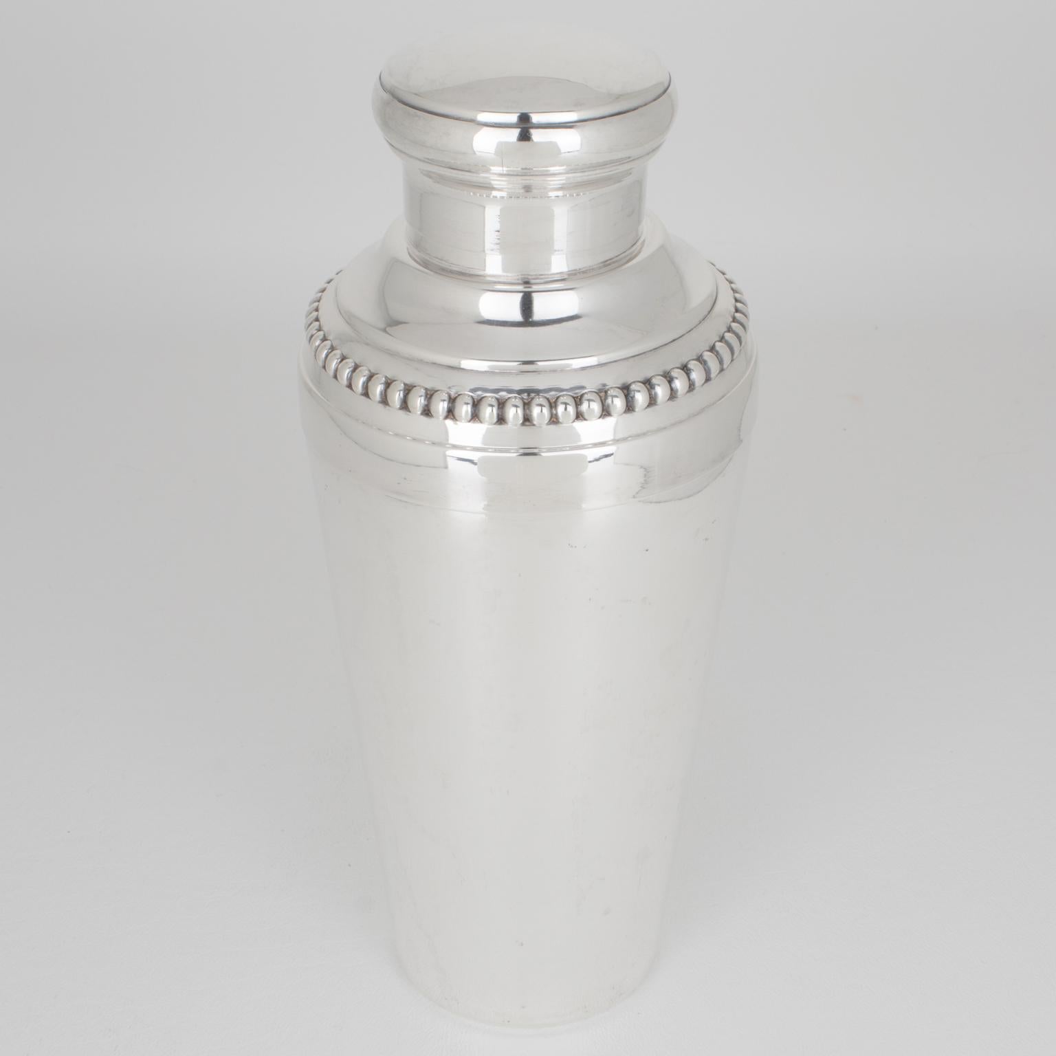 Coctelera Art Decó de plata plateada del platero Louis Pechard, años 40 en venta 2