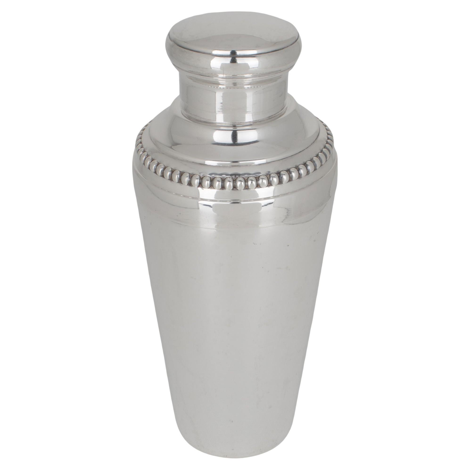 Shaker da cocktail in argento Art Déco dell'argentiere Louis Pechard, anni '40