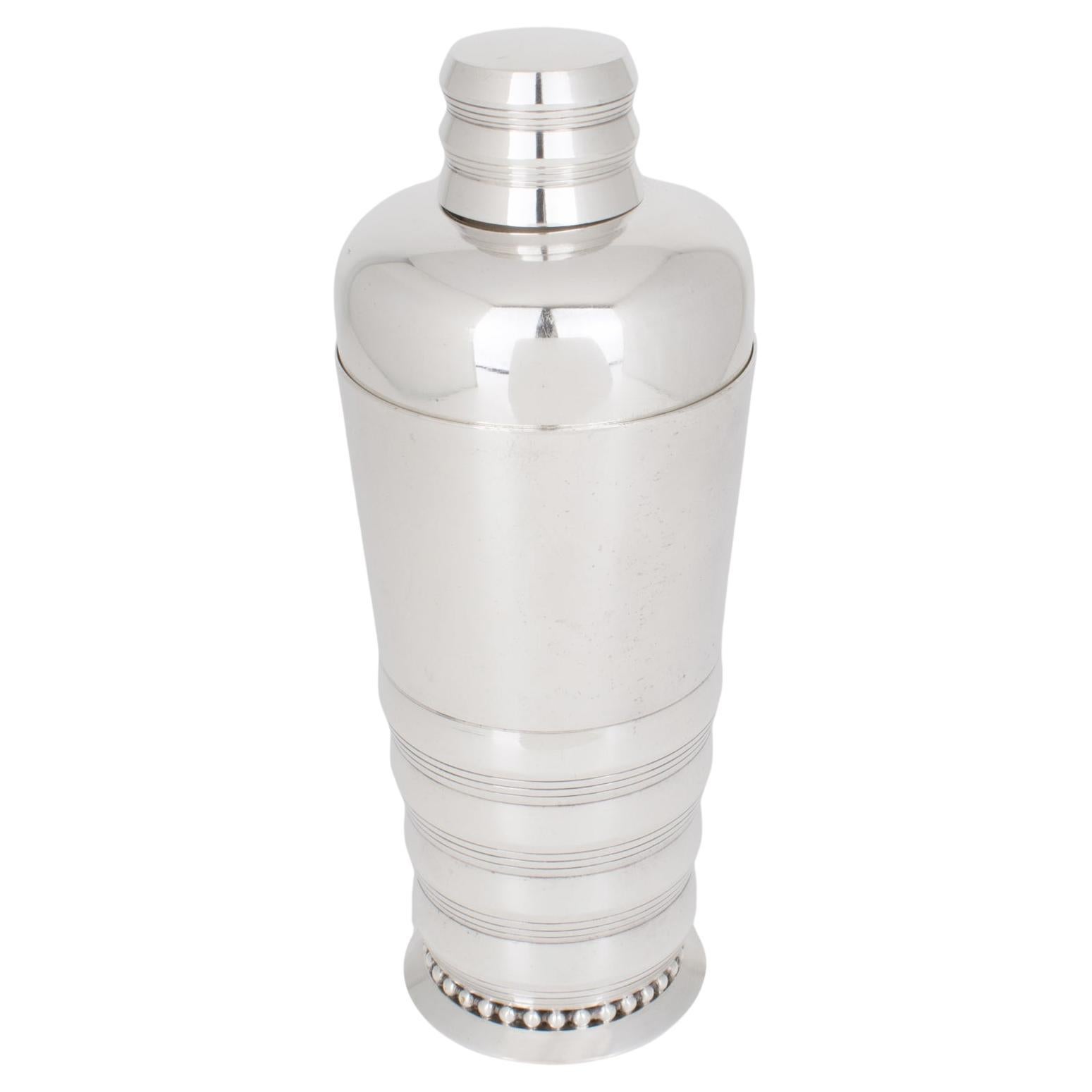 Shaker da cocktail in argento Art Déco dell'argentiere Memery France, anni '40