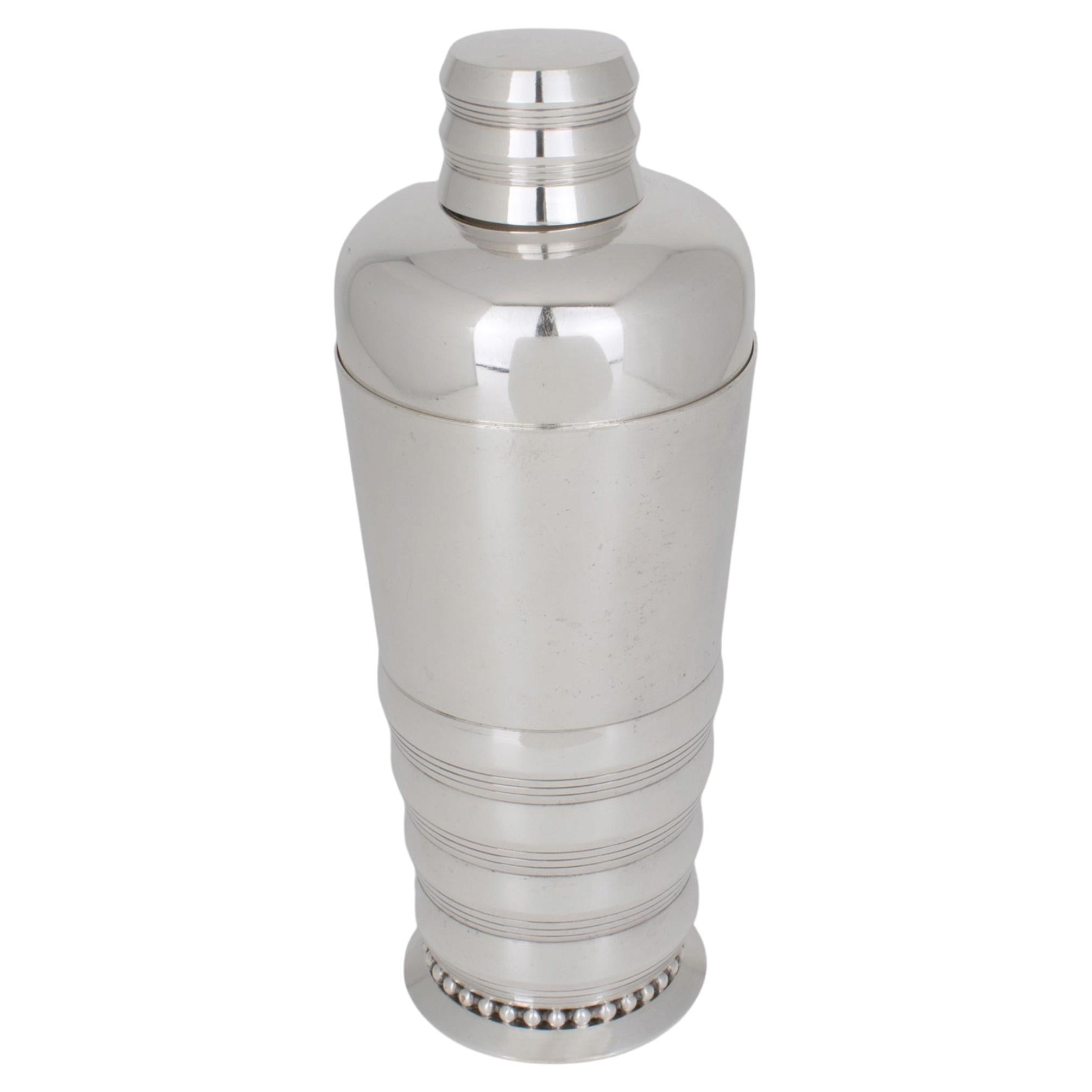Art Deco Silver Plate Cocktail Shaker by Silversmith Memery France, 1940s