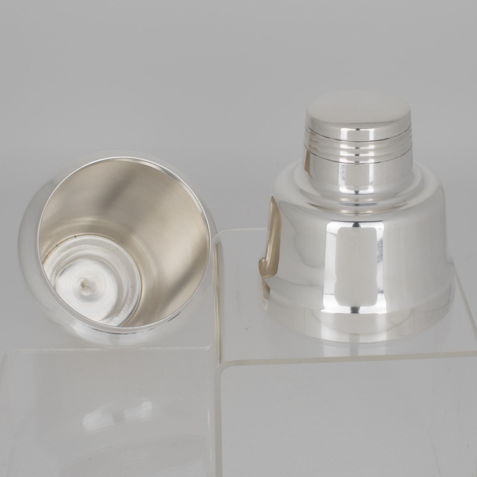 Shakers à cocktail en métal argenté Art déco par l'orfèvre Orfévrerie Liberté, années 1940 en vente 1