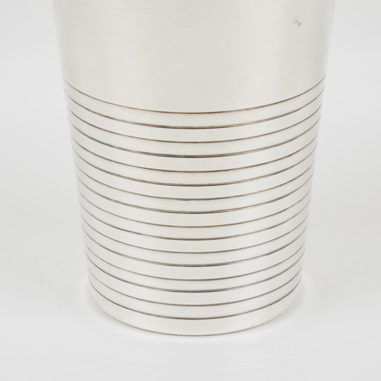 Art Deco Silver Plate Cocktail Shaker by Silversmith Saint Medard France 1